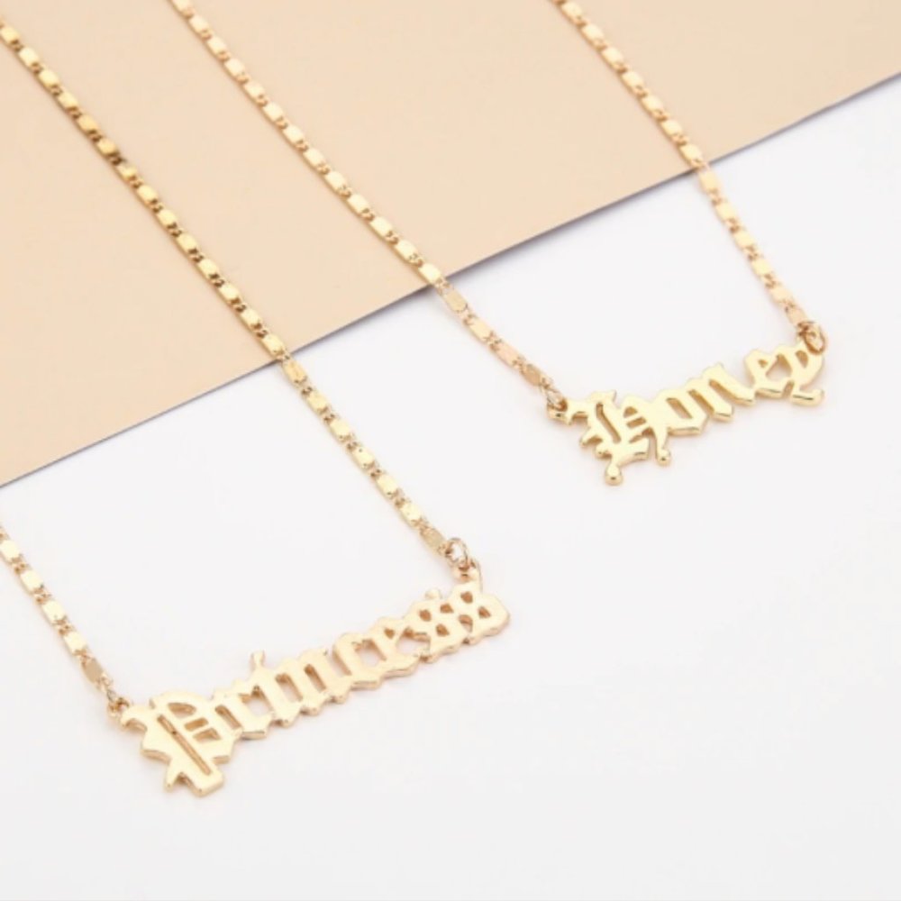 Princess + Honey Gold Name Plate Necklace - Picture 3 of 3